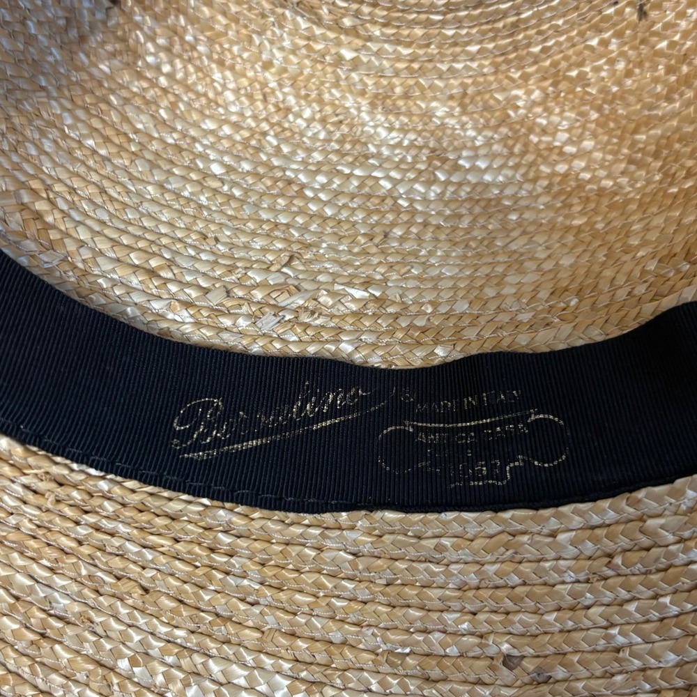 Borsalino Made in Italy Straw Fedora Hat Large Raffia Wide Brim Designer Womens - Picture 7 of 10